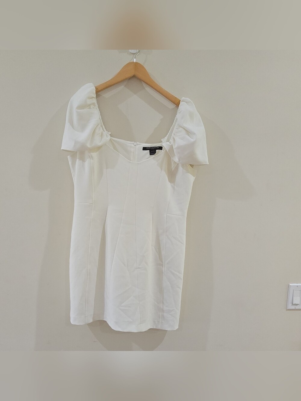 French Connection White Puff Sleeve Mini Dress